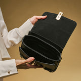 Mirella (black) - Italian calf leather women's crossbody bag (with shoulder strap)