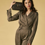 Mirella (brown) - Italian calf leather women's crossbody bag (with shoulder strap)