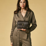 Mirella (brown) - Italian calf leather women's crossbody bag (with shoulder strap)