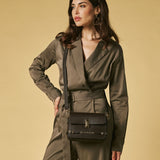 Mirella (brown) - Italian calf leather women's crossbody bag (with shoulder strap)