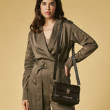 Mirella (brown) - Italian calf leather women's crossbody bag (with shoulder strap)