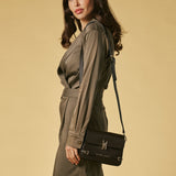 Mirella (brown) - Italian calf leather women's crossbody bag (with shoulder strap)
