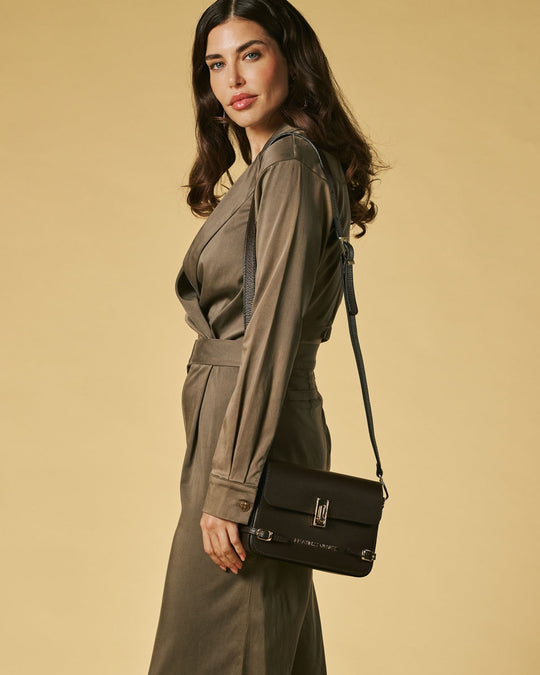 Mirella (dark brown) - Italian calf leather women's crossbody bag (with shoulder strap)