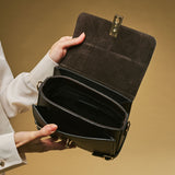 Mirella (dark brown) - Italian calf leather women's crossbody bag (with shoulder strap)