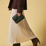 Mirella (green) - Italian calf leather women's crossbody bag (with shoulder strap)