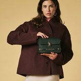 Mirella (green) - Italian calf leather women's crossbody bag (with shoulder strap)