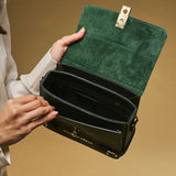 Mirella (green) - Italian calf leather women's crossbody bag (with shoulder strap)