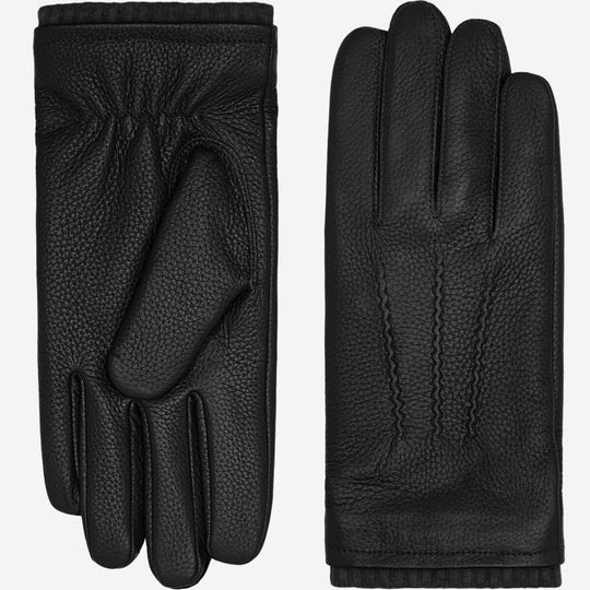 Noah (black) – Luxurious deerskin leather gloves with warm wool lining