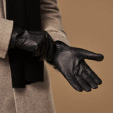 Noah (black) – Luxurious deerskin leather gloves with warm wool lining