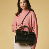 Oriana (black) - Italian calf leather women's handbag (with shoulder strap)