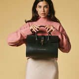 Oriana (black) - Italian calf leather women's handbag (with shoulder strap)