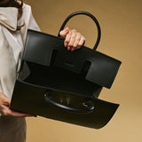 Oriana (black) - Italian calf leather women's handbag (with shoulder strap)