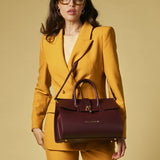 Oriana (eggplant) - Italian calf leather women's handbag (with shoulder strap)