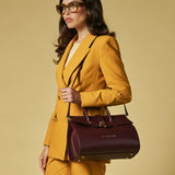 Oriana (eggplant) - Italian calf leather women's handbag (with shoulder strap)