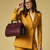 Oriana (eggplant) - Italian calf leather women's handbag (with shoulder strap)