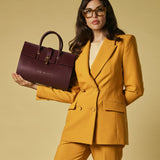 Oriana (eggplant) - Italian calf leather women's handbag (with shoulder strap)