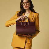 Oriana (eggplant) - Italian calf leather women's handbag (with shoulder strap)