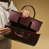 Oriana (eggplant) - Italian calf leather women's handbag (with shoulder strap)