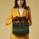 Oriana (green) - Italian calf leather women's handbag (with shoulder strap)