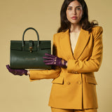 Oriana (green) - Italian calf leather women's handbag (with shoulder strap)