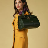 Oriana (green) - Italian calf leather women's handbag (with shoulder strap)