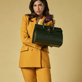 Oriana (green) - Italian calf leather women's handbag (with shoulder strap)