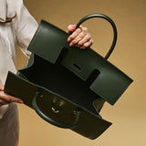 Oriana (green) - Italian calf leather women's handbag (with shoulder strap)