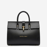 Oriana (black) - Italian calf leather women's handbag (with shoulder strap)