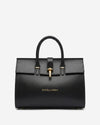 Oriana (black) - Italian calf leather women's handbag (with shoulder strap)