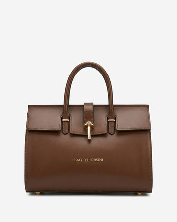 Oriana (brown) - Italian calf leather women's handbag (with shoulder strap)