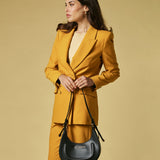 Ornella (black) - Italian calf leather women's crossbody bag (with shoulder strap)