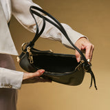 Ornella (black) - Italian calf leather women's crossbody bag (with shoulder strap)