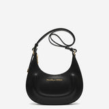 Ornella (black) - Italian calf leather women's crossbody bag (with shoulder strap)