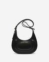 Ornella (black) - Italian calf leather women's crossbody bag (with shoulder strap)