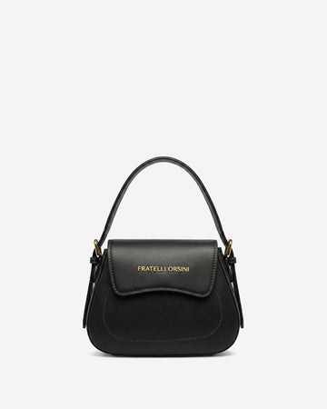 Ottavia (black) - Italian calf leather women's crossbody bag (with shoulder strap)