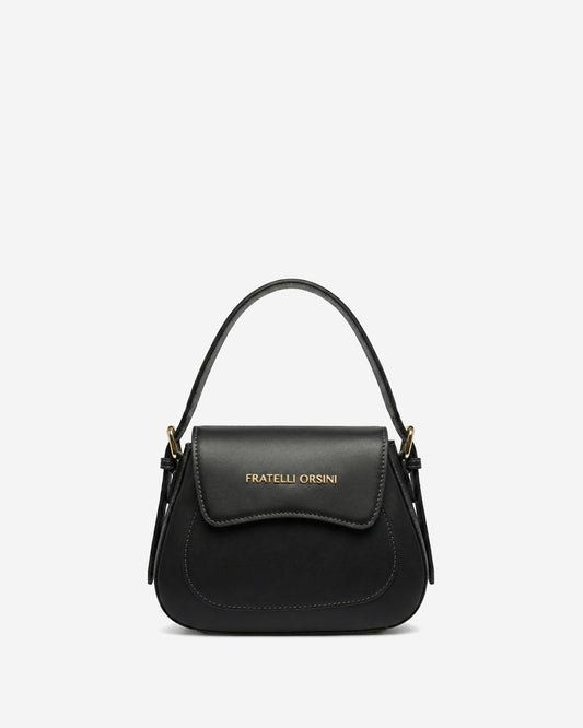 Ottavia (black) - Italian calf leather women's crossbody bag (with shoulder strap)