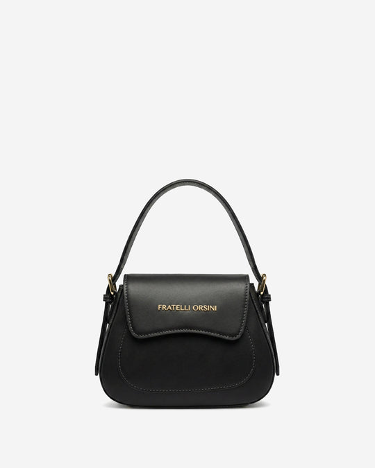 Ottavia (black) - Italian calf leather women's crossbody bag (with shoulder strap)