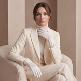 PZ01G (white) – Unlined Italian lambskin embroidered dress gloves