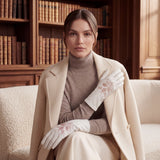 PZ01P (white) - Unlined embroidered Italian lambskin leather gloves