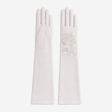 PZ01W14W (white) - Unlined Italian lambskin 16-button opera gloves with embroidery