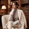 PZ01P (white) - Unlined embroidered Italian lambskin leather gloves
