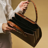 Patrizia (brown) - Italian calf leather womens handbag (with shoulder strap)