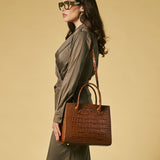 Patrizia (brown) - Italian calf leather womens handbag (with shoulder strap)