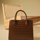 Patrizia (brown) - Italian calf leather womens handbag (with shoulder strap)