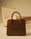 Patrizia (brown) - Italian calf leather womens handbag (with shoulder strap)