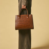 Patrizia (brown) - Italian calf leather womens handbag (with shoulder strap)