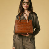 Patrizia (brown) - Italian calf leather womens handbag (with shoulder strap)