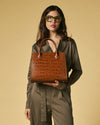 Patrizia (brown) - Italian calf leather womens handbag (with shoulder strap)