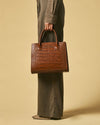 Patrizia (brown) - Italian calf leather womens handbag (with shoulder strap)