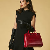 Patrizia (red) - Italian calf leather womens handbag (with shoulder strap)